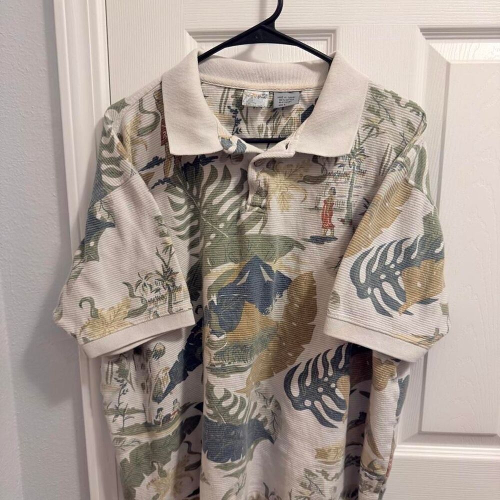 (1997-1999) OP Sport Tropical Pique Polo - Cream - L GRAIL
